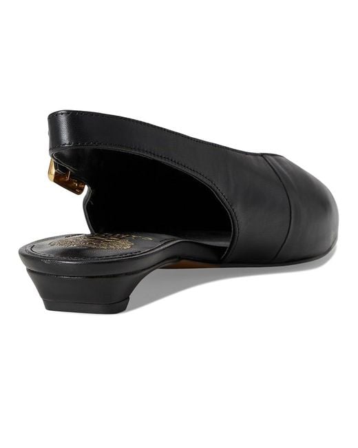 Vince Camuto Black Valther Kitten Heel Slingback Flat Mule Flat Shoes, Leather