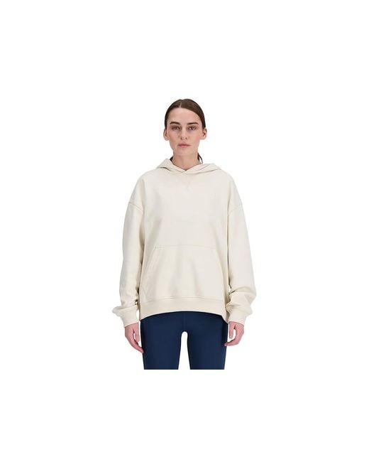 New Balance White Athletics French Terry Hoodie (Linen) Clothing