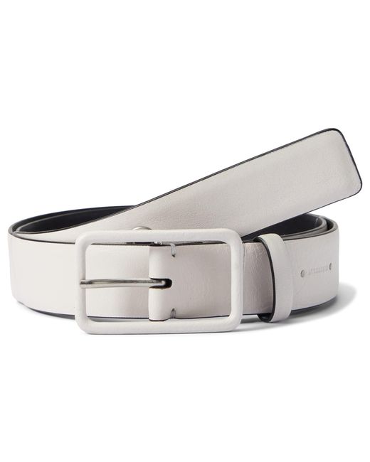 AllSaints Leather 35 Mm Olivia Belt - Feather Edge Belt in White | Lyst