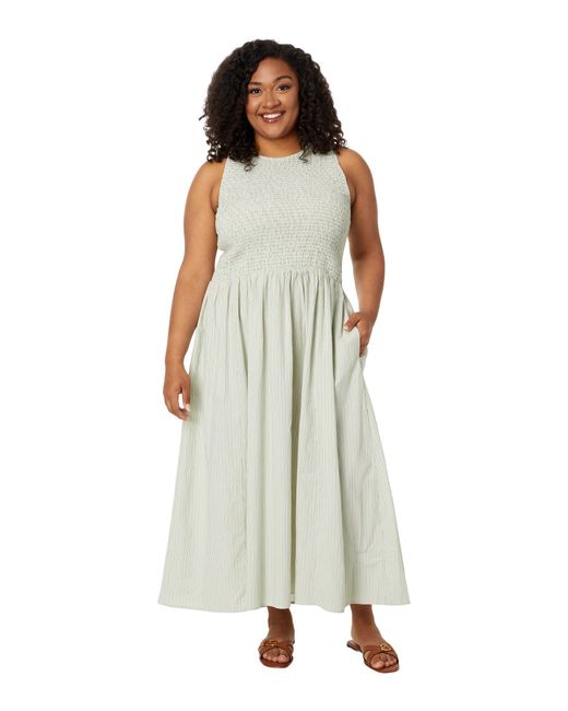 Madewell Green Plus Smocked Sleeveless Midi Dress