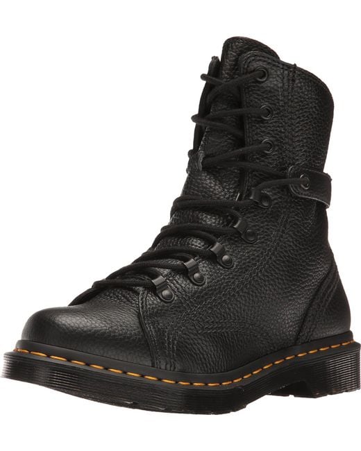 Dr. Martens Coraline In Aunt Sally Leather Combat Boot in Black | Lyst