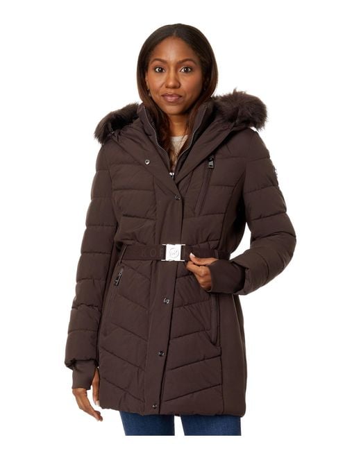 MICHAEL Michael Kors Belted Active Puffer A421168c in Brown | Lyst