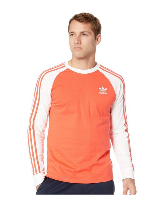 adidas Originals 3-stripes Long Sleeve Tee (shock Pink) Men's T Shirt in  Red for Men | Lyst