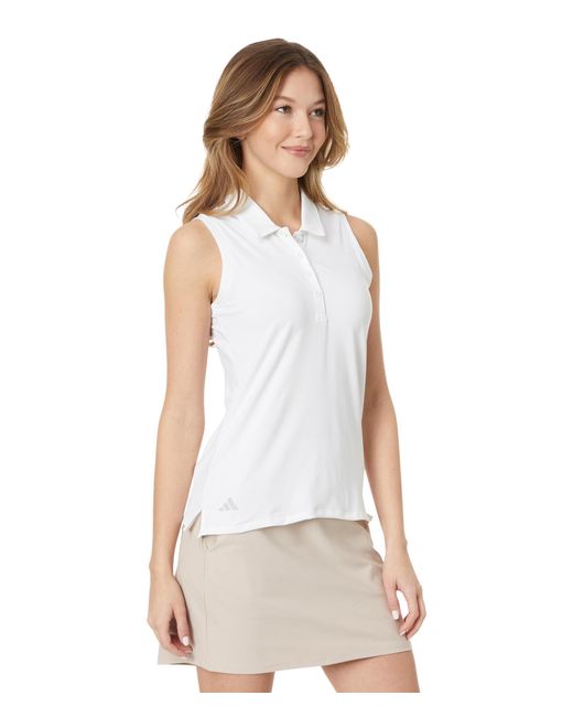 Adidas Originals White Ultimate365 Solid Sleeveless Polo Shirt