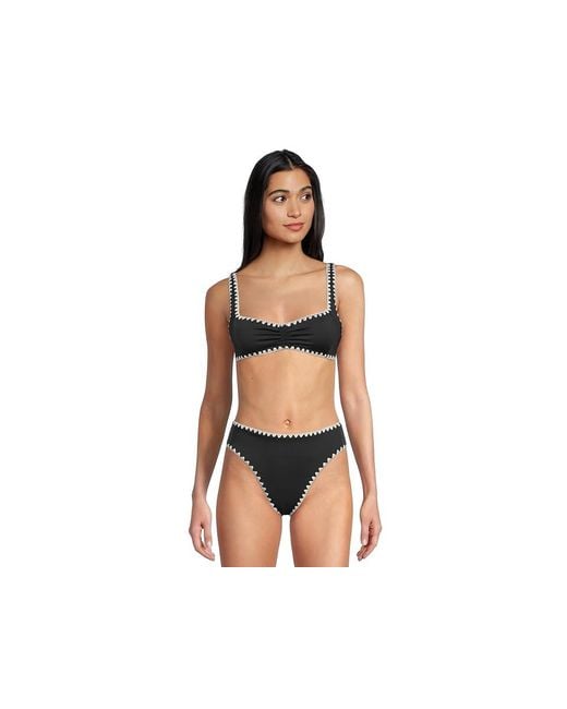 LSPACE Black Effie Top Swimwear/Cream, Polyamide/Spandex