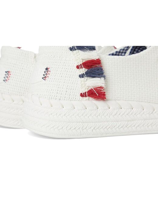 HeyDude White Wendy Espadrille Americana Flat Shoes, Cotton