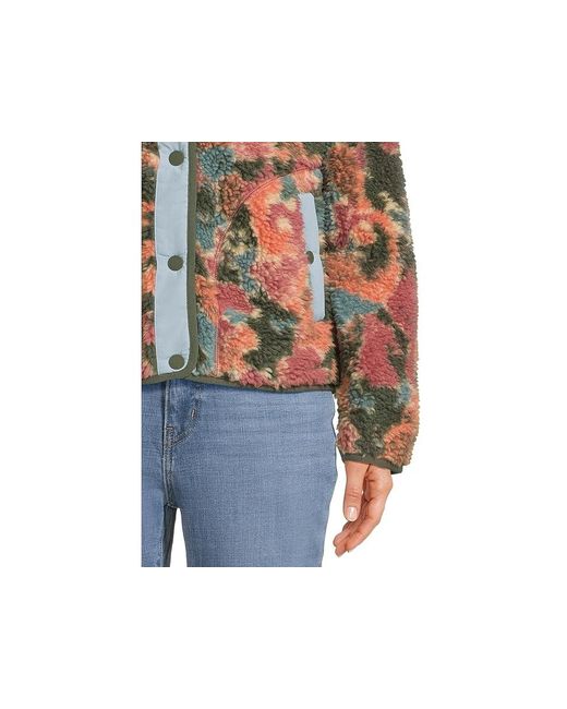 L.L. Bean Blue Bean's Sherpa Fleece Jacket Print Jacket, Fleece/Polyester/Taffeta