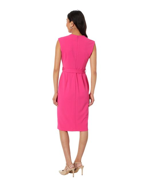 Calvin Klein Pink Cap Sleeve Midi Dress With Seam Detail