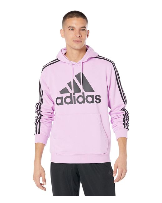 adidas Essentials Fleece 3-stripes Pullover Hoodie in Red for Men | Lyst