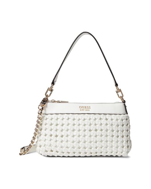 Guess Synthetic Sicilia Top Zip Shoulder Bag in White Lyst