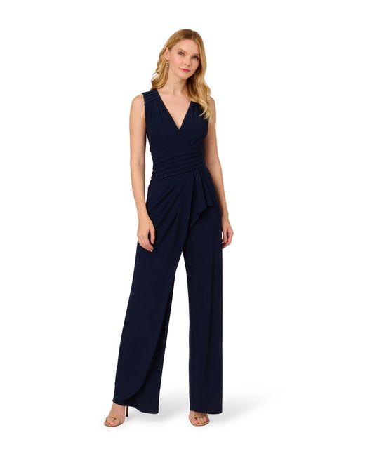 Adrianna Papell Pintuck Jersey Jumpsuit in Blue | Lyst