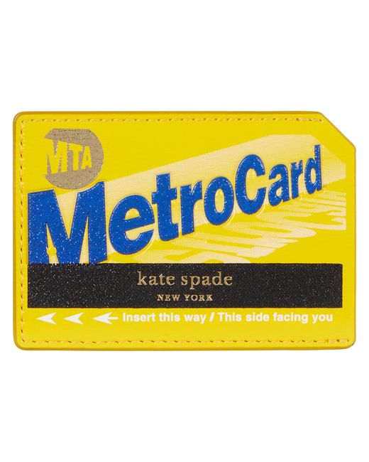 Kate Spade Yellow On A Roll Smooth Leather Metro Card Sticker Pocket