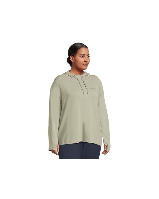 Columbia Green Plus Size Sun Trektm Hoodie Ii Sweatshirt, Cotton/Elastane/Lycra