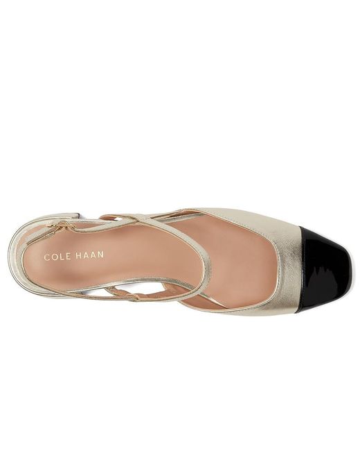 Cole Haan Black Pella Block Heel Slings High Heels Soft Leather/ Patent Leather 7.5 B