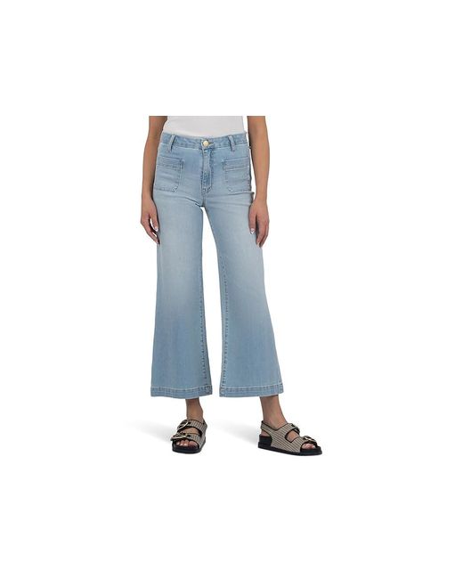 Kut From The Kloth Black Meg High-Rise Wide Leg With Patch Pockets Regular Hem Jeans, Cotton/Denim/Polyester