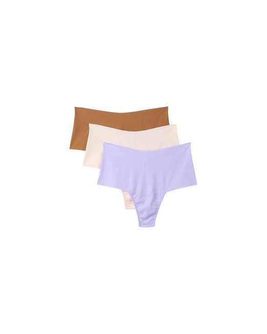 Hanky Panky Black Breathesoft Hi-Rise Thong 3-Pack Underwear Wisteria/Toffee/Vanilla, Lycra/Nylon/Spandex