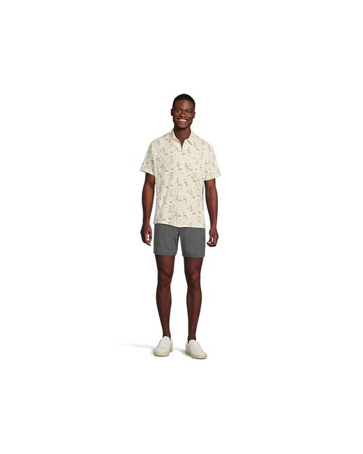 L.L. Bean Black Lakewashed Performance Button Front Shirt Short Sleeve Traditional Fit Print T Shirt for men