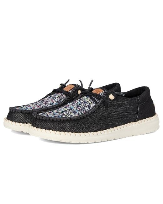 HeyDude Black Wendy Funk Crafted Tweed Shoes, Textile