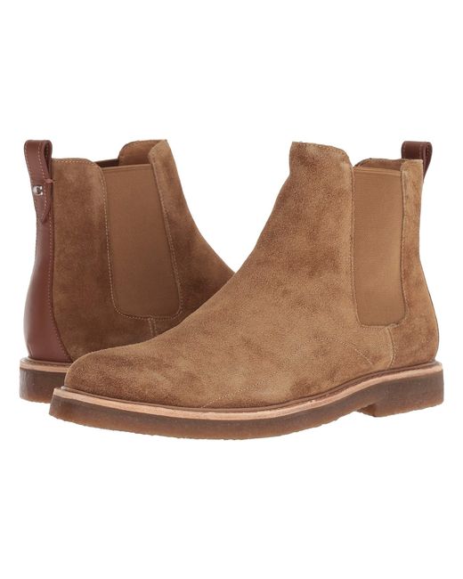 COACH Brown Suede Chelsea Boot W/ Crepe Sole (peanut) Men's Shoes for men