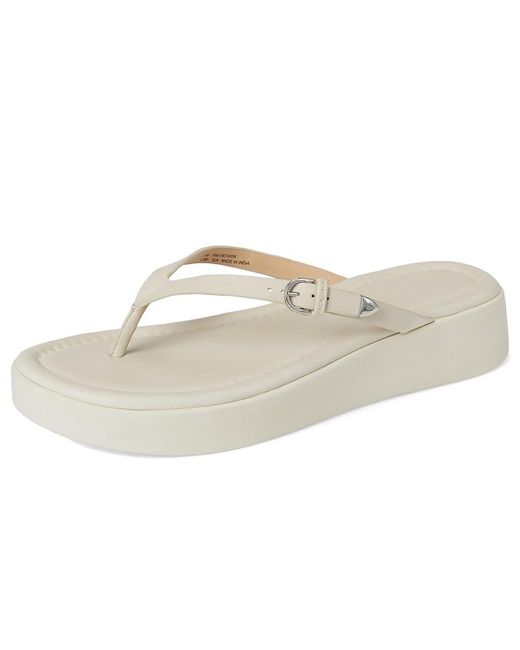 Frye White Maya Buckle Thong Sandals Wedge Shoes 10 B