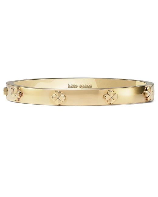 Kate Spade Black Spade Flower Hinge Bangle Bracelet, Brass