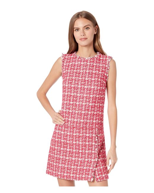 Kate Spade Plaid Tweed Dress in Pink (Red) Lyst