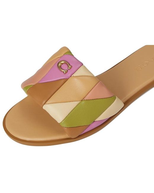 COACH Multicolor Holly Quilted Patchwork Leather Sandals Sandals Honey/Multi