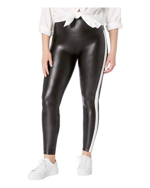 Spanx Black Plus Size Faux Leather Side Stripe Leggings