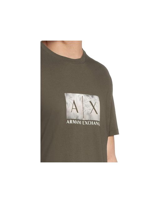 ARMANI EXCHANGE Black Ax Box Logo With Palm Tree Image T Shirt, Cotton for men