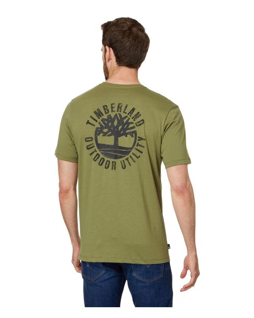 Timberland Green Short Sleeve Back Logo Graphic Tee for men