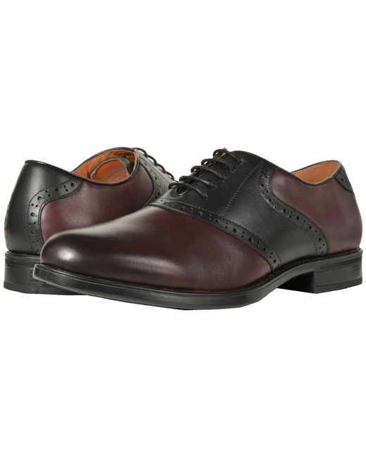Florsheim Midtown Saddle Oxford (burgundy/black) Men's Lace Up Wing Tip Shoes for men