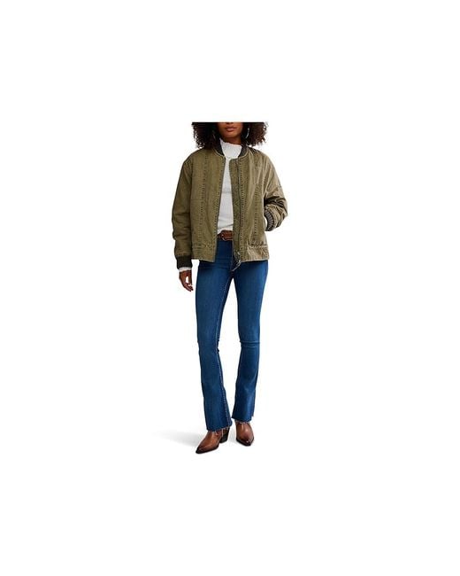 Free People Black Jax Washed Bomber Coat Xl 16) Cotton/Nylon