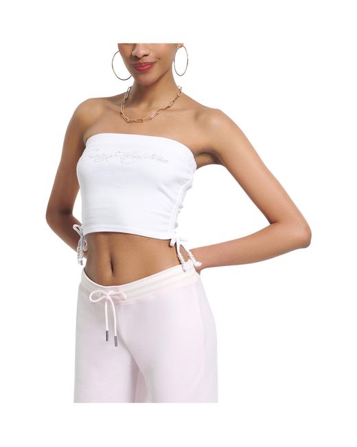 Juicy Couture White Rib Tube Top With Ties