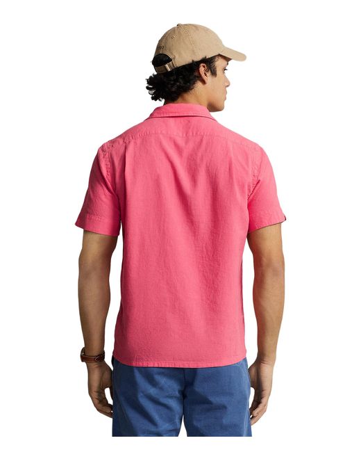Polo Ralph Lauren Red Classic Fit Linen-cotton Camp Shirt for men