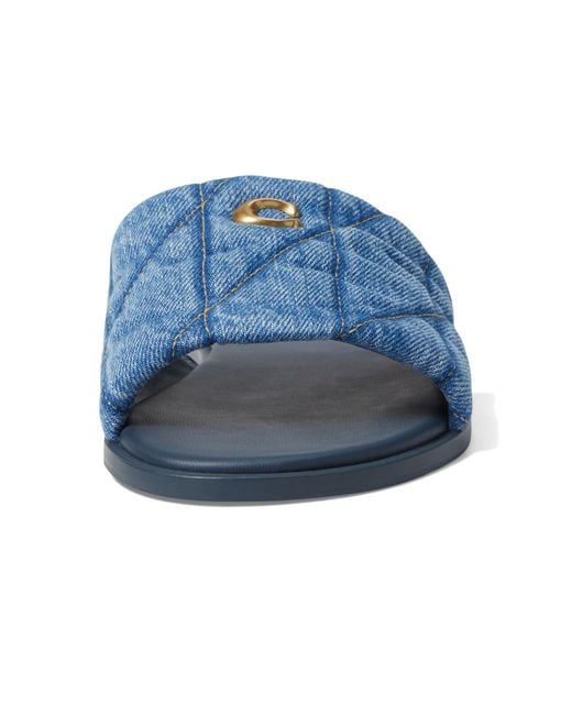 COACH Blue Holly Quilted Denim Sandal