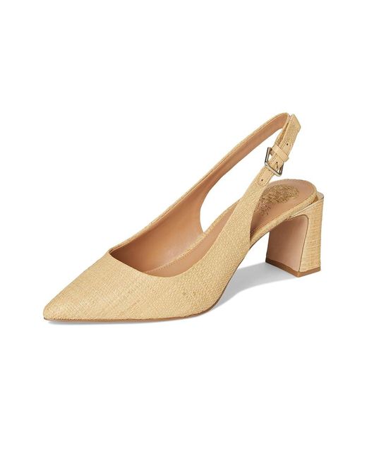 Vince Camuto Natural Hamden Buckle Slingback Pumps High Heels, Leather/Rubber