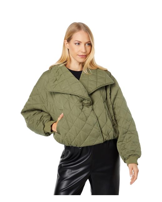 Blank NYC Synthetic Cropped Quilted Jacket In Green Signs | Lyst
