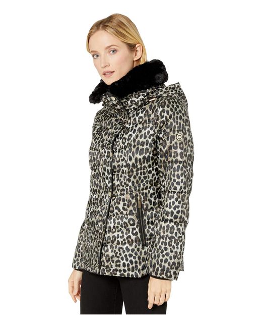MICHAEL Michael Kors Print Jacket With Faux Fur Collar M424303tz - Lyst