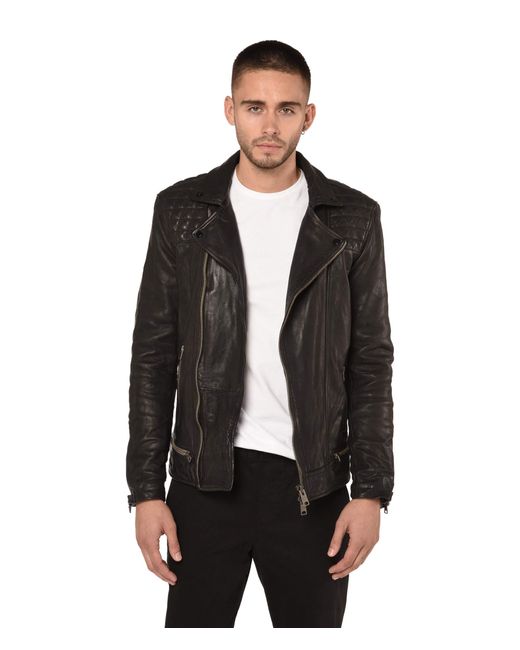 AllSaints Black Conroy Leather Biker Jacket for men