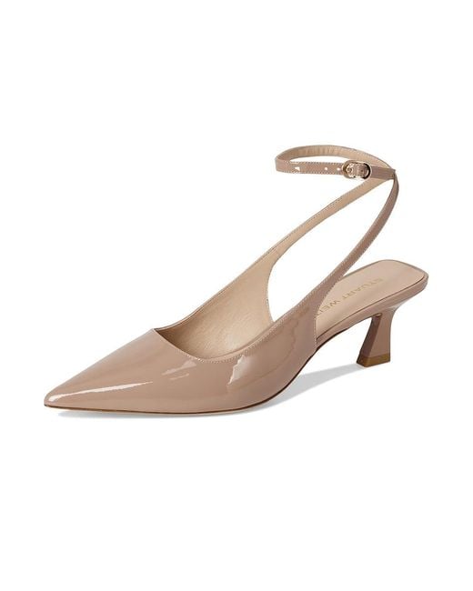 Stuart Weitzman Natural Vinnie 50 Strap Pump Shoes, Leather