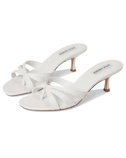 Steve Madden White Cary Sandals, Leather/Rubber