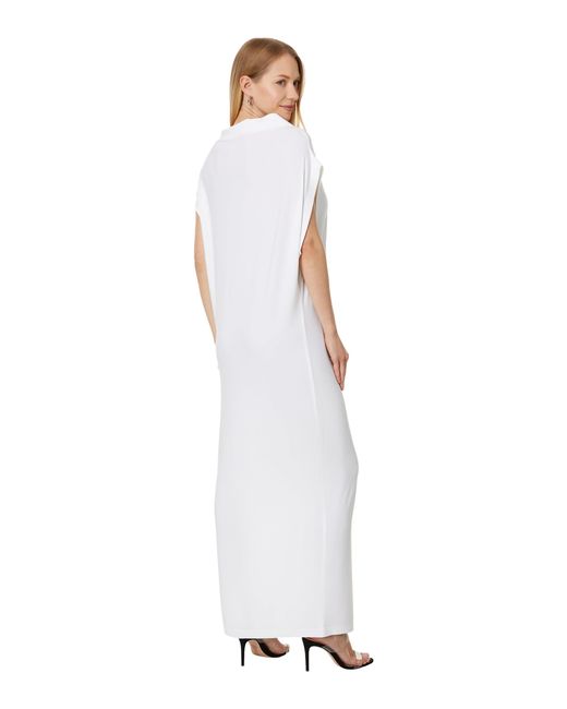 Norma Kamali White Sleeveless All In One Side Slit Gown