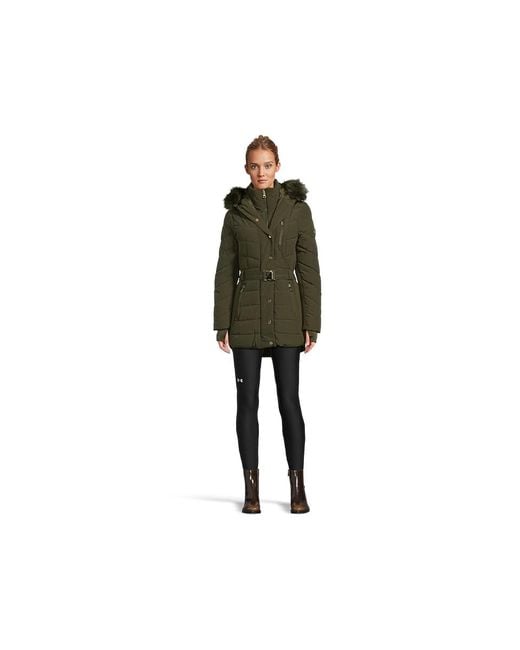 MICHAEL Michael Kors Green Chevron W/ Belt A421509B74 Coat, Polyester