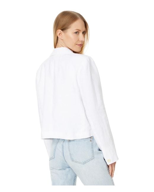 Madewell White Cropped Blazer In 100% Linen