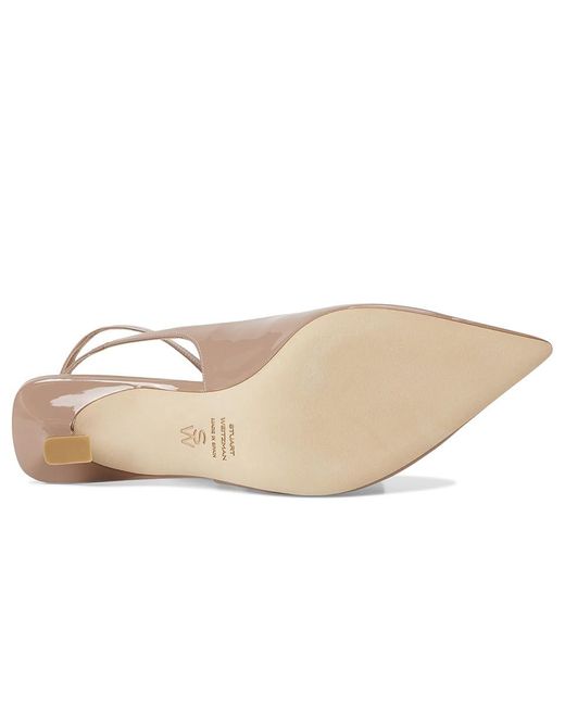 Stuart Weitzman Natural Vinnie 50 Strap Pump Shoes, Leather