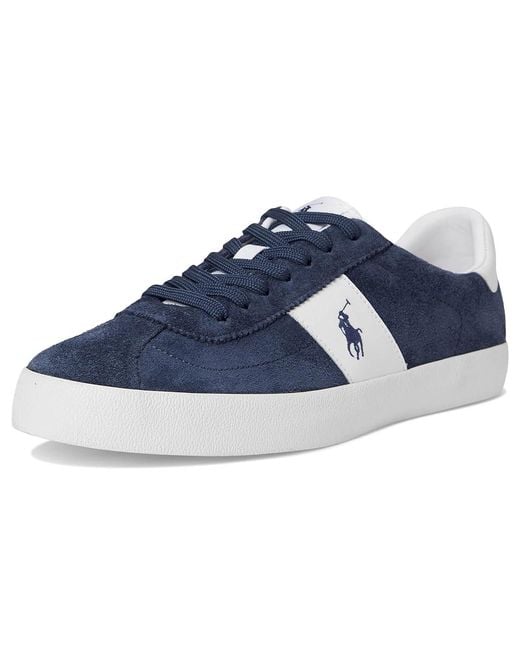 Polo Ralph Lauren Blue Court Vulc Leather-Suede Sneaker Shoes 8 D for men