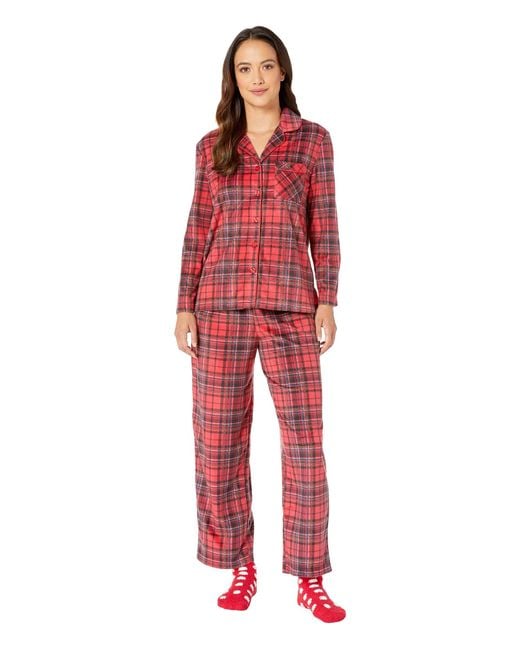 Karen Neuburger Womens Long Sleeve Minky Fleece Pajama Set Pj with Socks