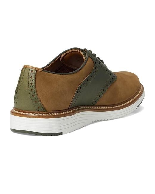 Johnston & Murphy Brown Upton Saddle Slip On Shoes Snuff Nubuck/ Full Grain 9.5 M (D) Leather for men