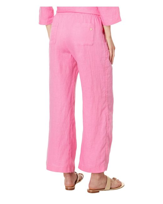 Lilly Pulitzer Pink Brawley Linen Crop Pants