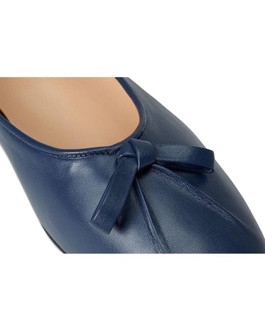 French Sole Blue Poppie Flat Shoes, Leather